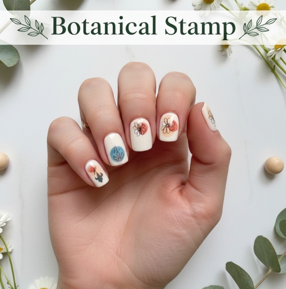 5 for $15 Nail Wraps- Botanical Stamp - Picture 1 of 4